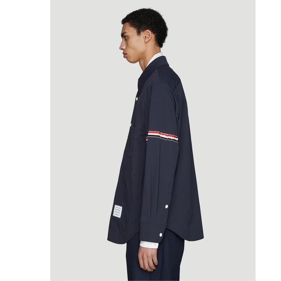 Thom Browne Nylon Armband Shirt Jacket in Navy Blue Size 1 (Small) Snap Front - Picture 13 of 16